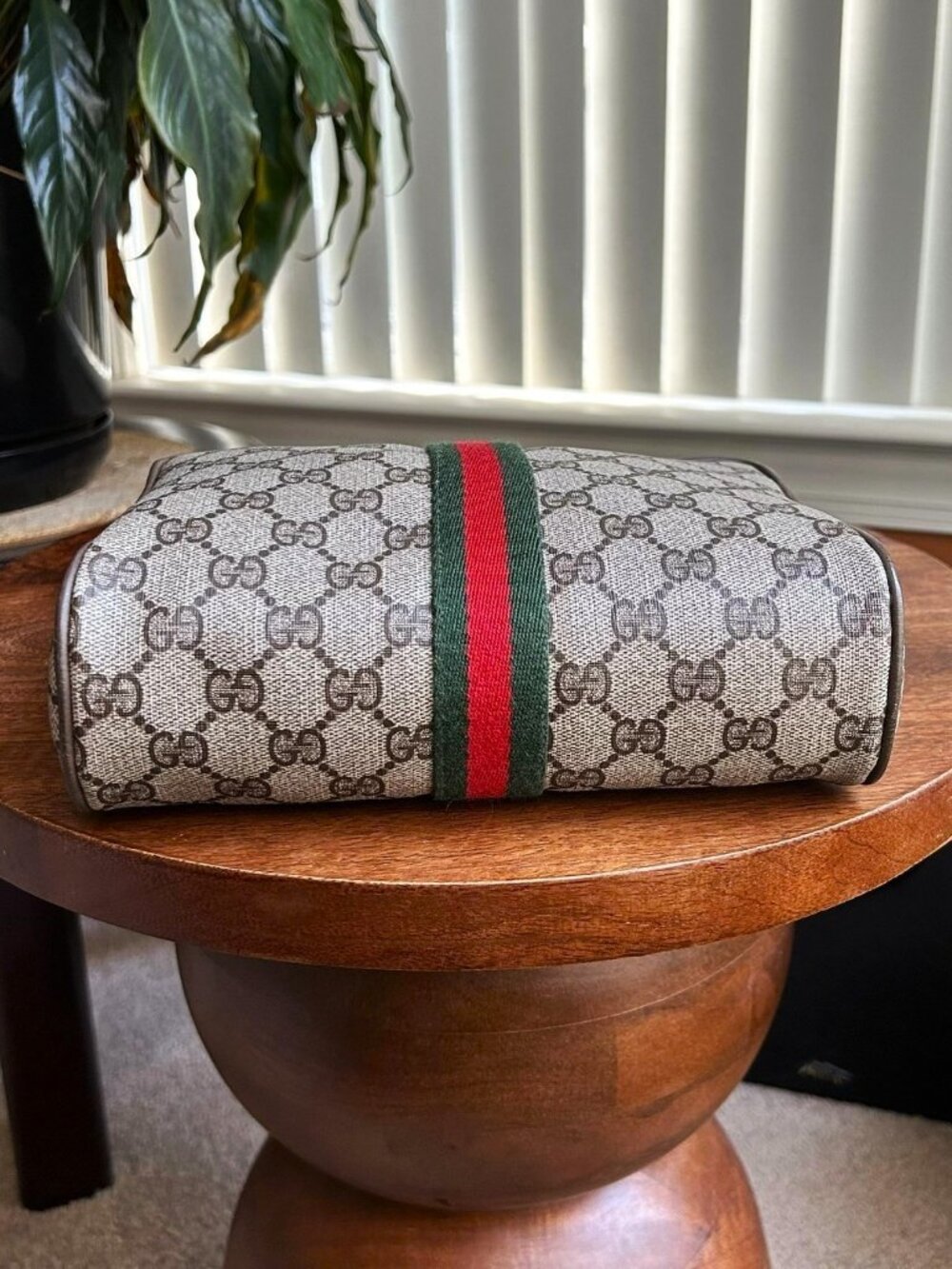 GUCCI GG Supreme Web Sherry Line Clutch, Pouch, Brown, Taupe - Picture 6 of 11